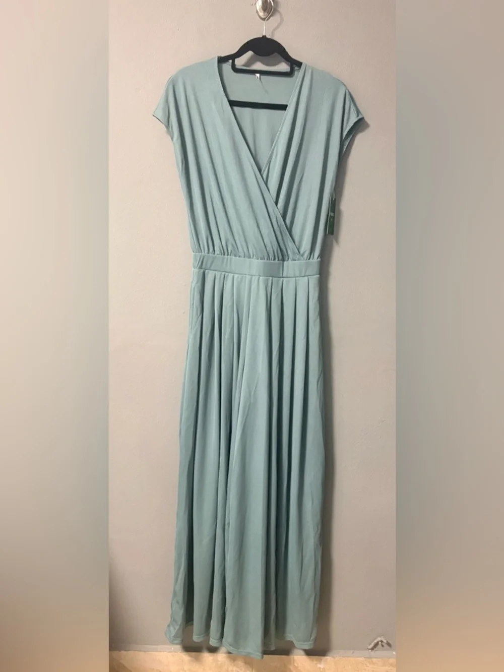 NWT HALARA V Neck Short Sleeve Pocket Wide Leg Flowy Waffle Jumpsuit. Large - Picture 8 of 12